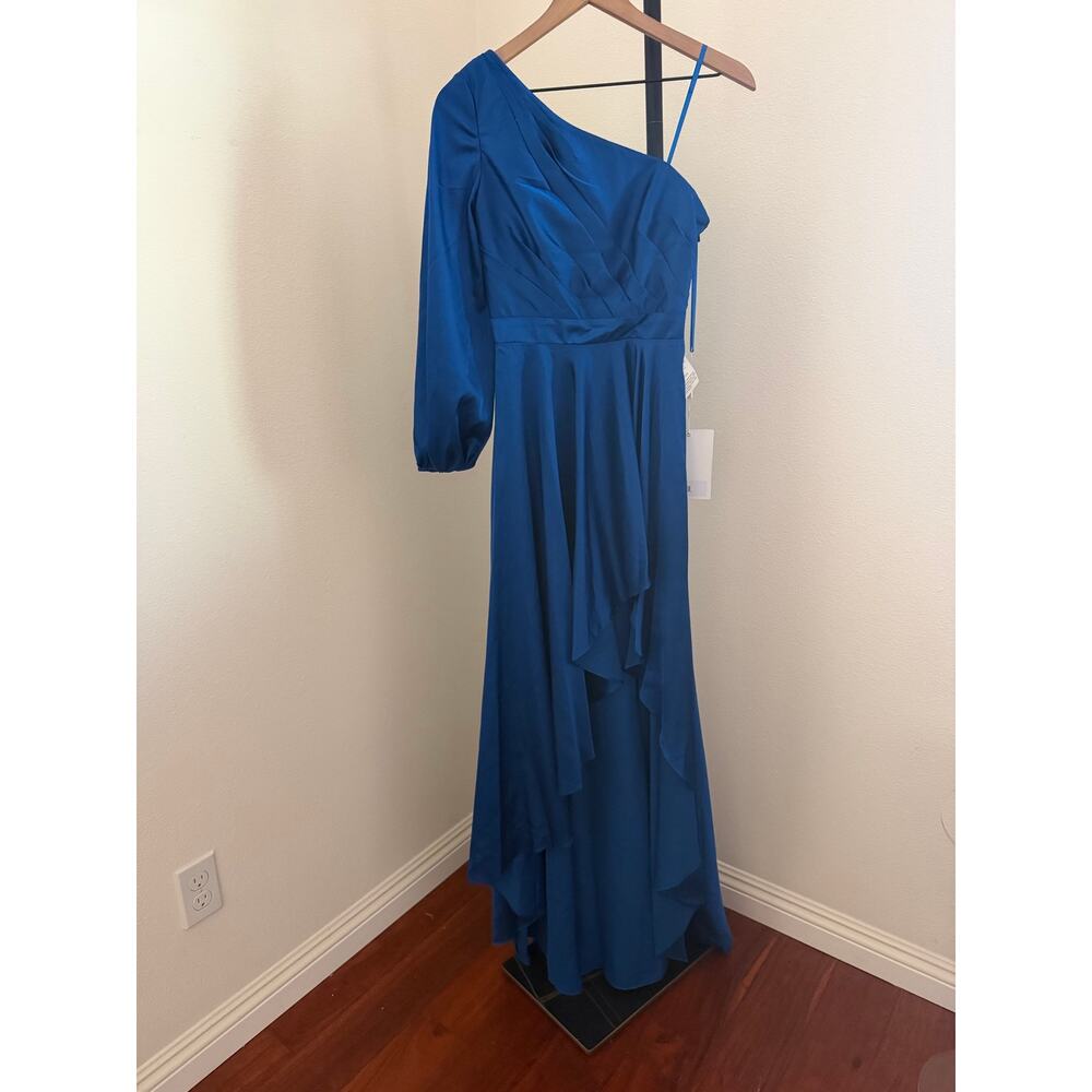 MAC DUGGAL 49141 one shoulder flowy gown long dress sz 0 - Picture 4 of 10